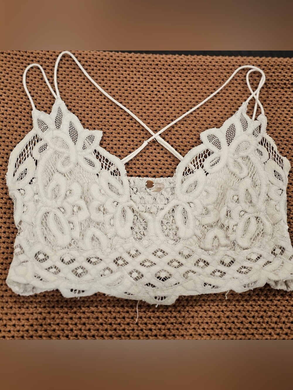 Free People Bralette with Floral Trim
